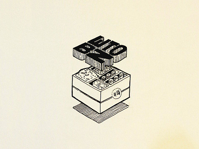 Bento Box bento bw illustration rotring typography