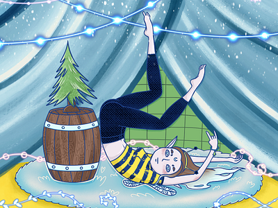 Happy New Year 🤘 Christmas illustration of a girl-bee.