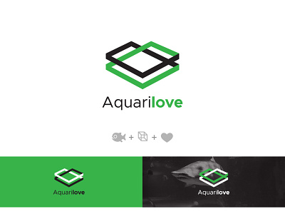 Aquarilove aquarium brand design brand identity fish logo geometric logo heart logo logo logo design