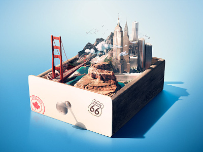 Libera i tuoi sogni - Xplore America 3d advertising campaign america cg dream illustration photoshop travel travel agency