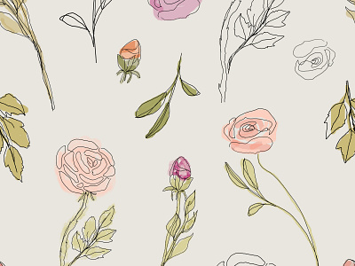 seamless pattern with roses and peonies