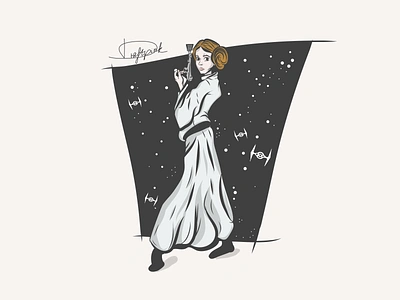 Princess Leia dark draftpink galaxy gun illustration leia leia organa leia skywalker princess princess leia ship skywalker space spaceship star star wars stars starwars vector woman