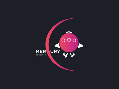 Mercury Development Logo Concept adobeillustator branding challenge concept design illustration logo mercury mercurydevelopment network pink planet space star starship universe vector