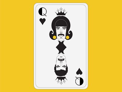 Playing Card / Queen-Dribbble Weekly Warm-Up adobeillustator artist design dribbbleweeklywarmup freddie mercury french card french card illustration playing card playingcards queen singer typography vector yellow