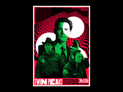 Twin Peaks - Cooper, Harry, Hawk black coffee coffee cult donuts halftone occult poster print spooky supernatural tv twin peaks