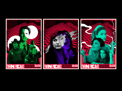 Twin Peaks - Triptych black coffee coffee cult donuts halftone occult poster print spooky supernatural tv twin peaks