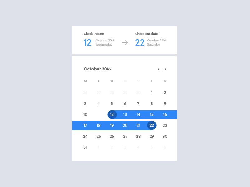 Date Span Picker by Robbie Scott on Dribbble