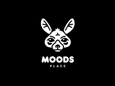 "MOODS PLACE" LOGOTYPE animal brand design drawing emblem face fox graphics icon identity lineart logo logtype mark mascot sign