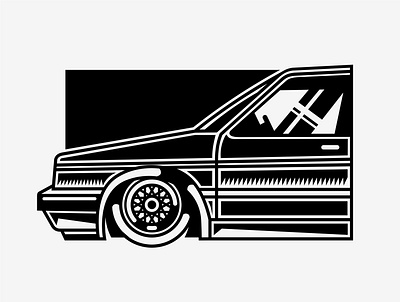 Automobile auto black car design drawing graphic graphics illustration linear lineart low print race stance tuning