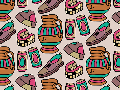 "ANCIENT JUNK" Seamless pattern