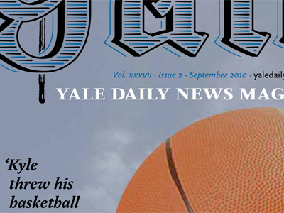 Yale Daily News Magazine redesign prototype, cover basketball blackletter college ff yoga magazine magneta nameplate prototype redesign yale