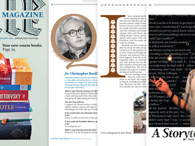 Yale Daily News Magazine, September Issue blackletter borders college ff yoga literary magazine magneta ornaments prototype redesign yale