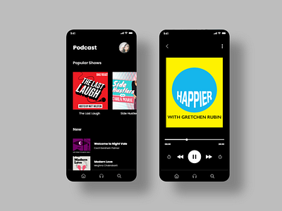 Dark Theme - Podcast App Concept! :D design flat minimal ui ux web