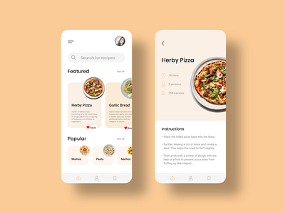 Food Recipe Concept! app branding clean design flat graphic design minimal mobile ui ux