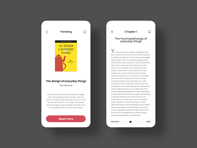 Book Reading App app clean design flat graphic design minimal mobile typography ui ux