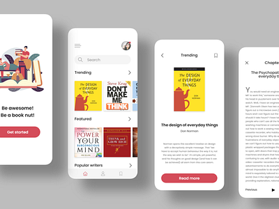 Book Reading App app clean design flat minimal mobile typography ui ux web