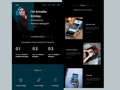 Portfolio Design dark dark mode dark theme dark ui design designer onepage portfolio design portfolio page portfolio site ui ui ux uidesign website website concept website design websites