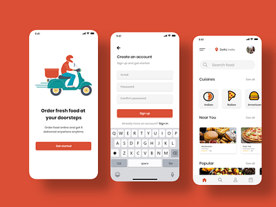 Food delivery App app clean design flat food food app food delivery food delivery app minimal mobile ui ux