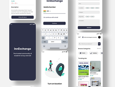 InnExchange -Sell & Buy Item Application! app buying clean college design flat hostel minimal mobile sell and buy selling ui uidesign ux uxdesign uxui