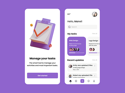 Task Management App app app design clean design flat minimal mobile mobile app design mobile design mobile ui task app task management ui uiux ux