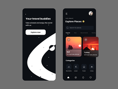 Travel App - Dark Theme