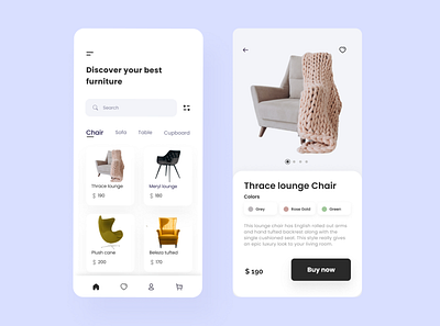 Furniture App app app design clean design ecommerce flat furniture app minimal mobile mobile app design ui ux