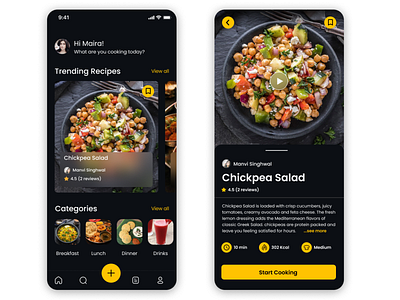 Food Recipe App app clean design flat food recipe minimal mobile ui ux