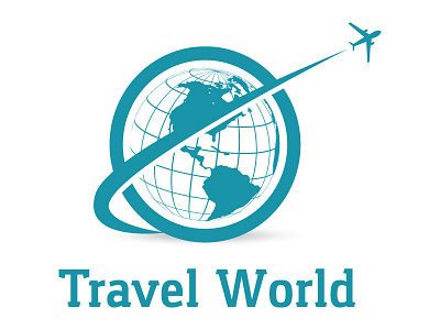 Travel logo design. Airplane in globe vector illustration. blue compass concept design designersvalley free download freelogo isolated symbol time tour traval travel agency world