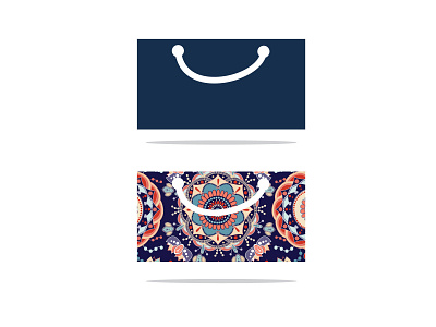 free Colorful shopping bag vector logo design, flowers pattern bag vector handbag icon illustration.