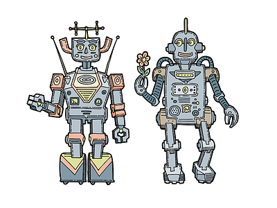 Sketch robots characters illustration robot sketch