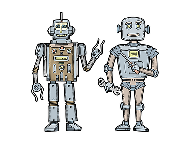 Sketch robots characters illustration robot sketch