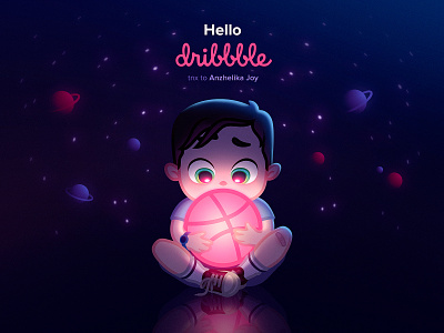 Hello dribble! child dribbble hello dribble illustration shot space