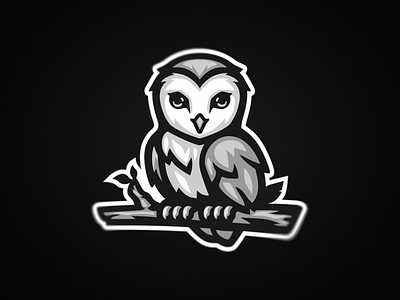 Barn Owl animal logo branding character cute design fifnine graphic design grayscale illustration logo mascot owl owl logo vector visual identity
