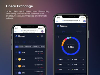 Linear Exchange cryptocurrency design mobile ui trading ui