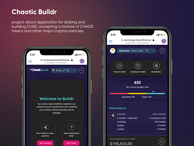 Chaotic Buildr App Project cryptocurrency design mobile ui staking ui