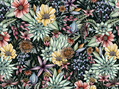 Flower Landscape of North Africa fabric design fabric pattern fabric print fashion design floral art flower pattern package design pattern art surface pattern surface pattern design