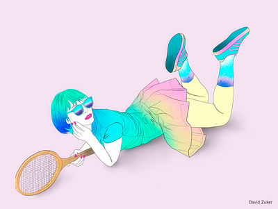 Match art colorful drawing illustration portrait tennis woman