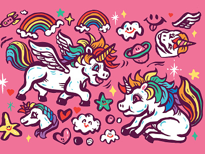 Baby Unicorn animal cartoon character cute design drawing illustration pink unicorn unicorns vector