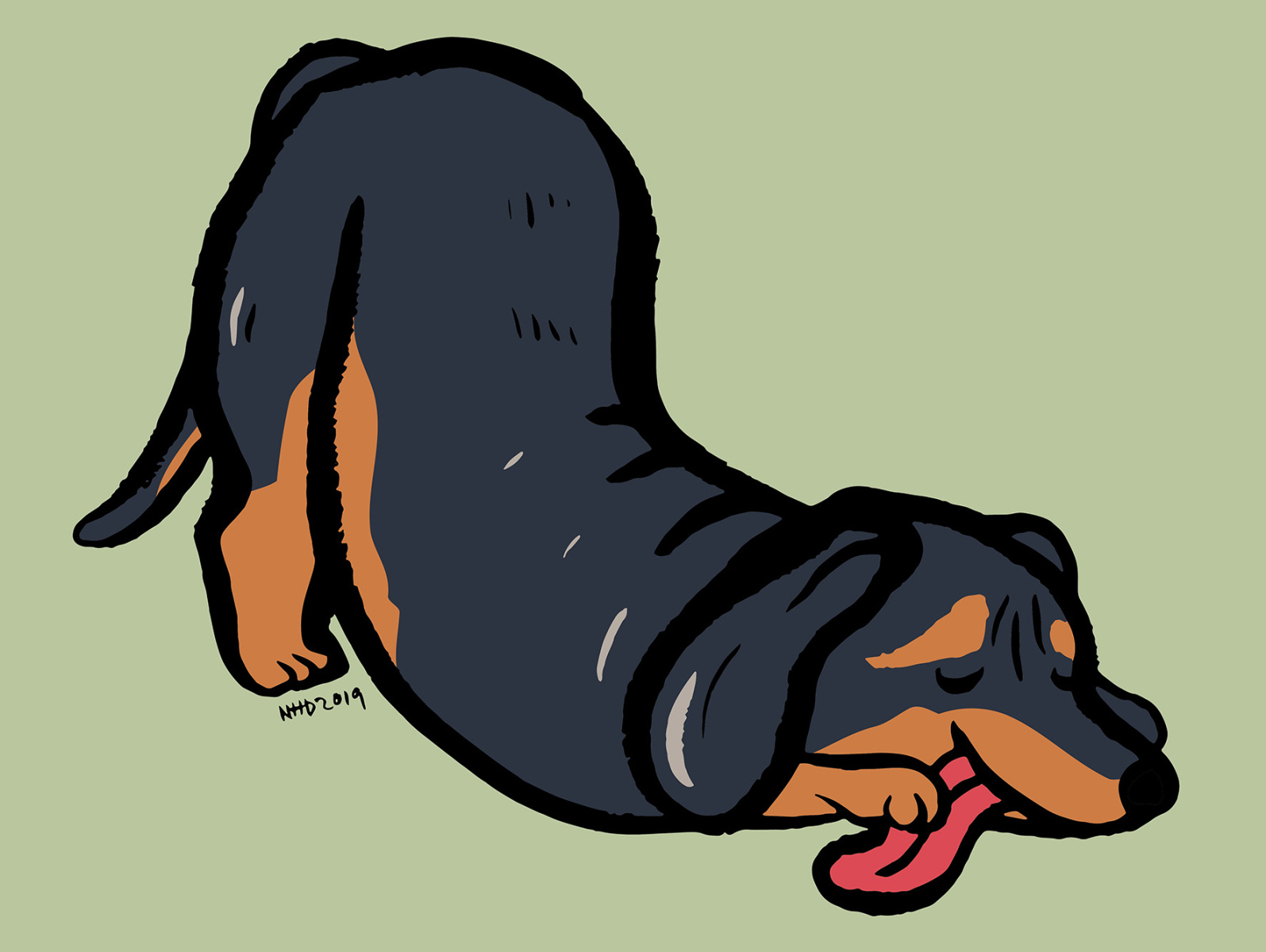 Dachshund stretching by Anukun Hamala on Dribbble