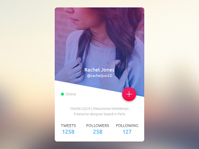 Twitter Card about card clean design flat info material profile twitter ui widget