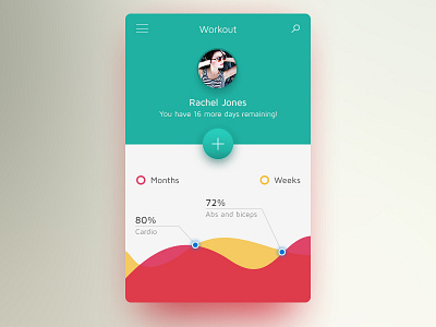 Workout Card app card clean design flat gym info material profile ui widget workout