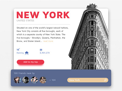 New York Card card city clean flat info interface material new york social ui ux