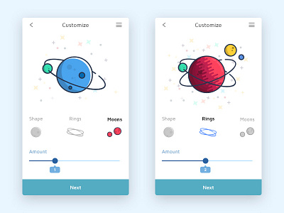 Customize Planet flat galaxy iconography icons illustration line outline planet space star ui ux