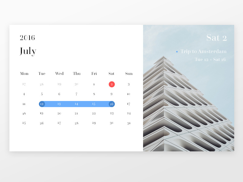 Calendar by Pavlos Aliko on Dribbble
