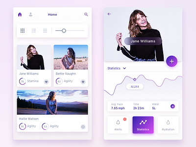 Fitness App card color concept creative flat grid interface ios app material mobile social ui ux