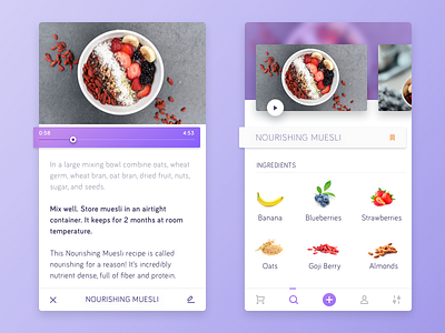 Recipe App app card clean flat food gradient ios menu minimal mobile ui ux