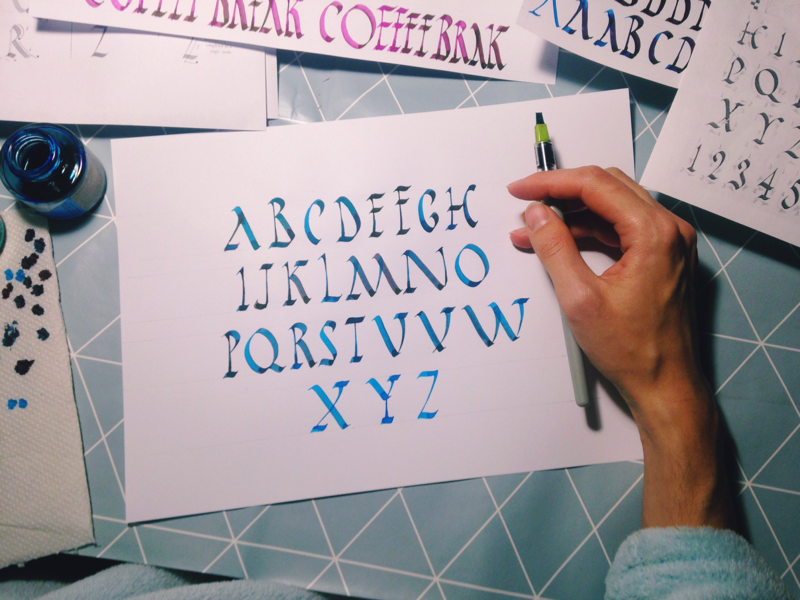 Рустика / Rustica alphabet watercolor parallel pen branding design calligraphy ink handwriting typography calligraphy artist