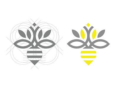 Bee logo bee branding design flat flatdesign gray honey insect logo logo design vector yellow