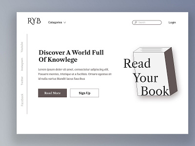 ReadYourBook Landing Page dailyui design flat landing page logo minimal typography ui ux web webdesign website