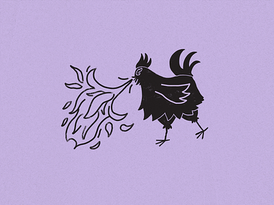 Beware the Taliwang 2d agency animal bird black character character design cute flat food fun hand drawn illustration illustrator ink ipad minimal purple restaurant simple